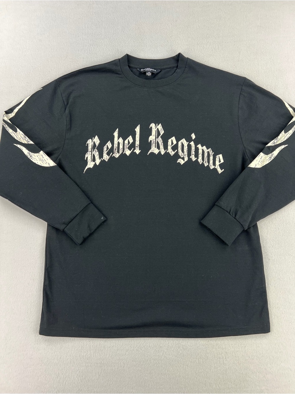 Brandmakers Mens Rebel Regime Black Long Sleeve T-Shirt Grunge Skull Size L